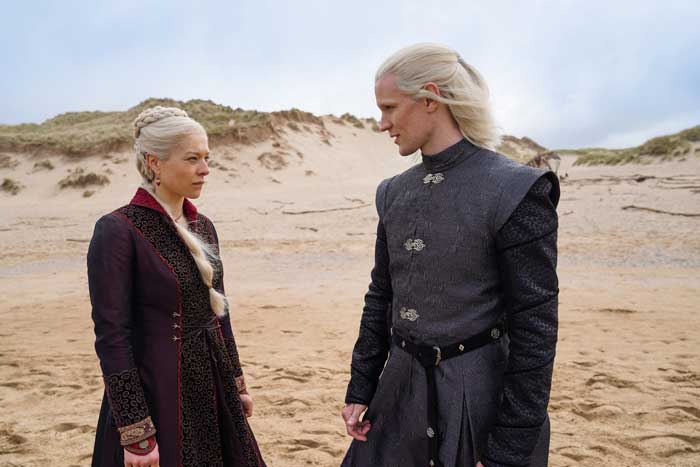 Rhaenyra og Daemon Targaryen i Game of Thrones oppfølgeren House of the Dragon (2022) på HBO