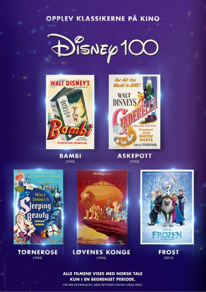 Disney klassikere 100 år på kino i norge 2023